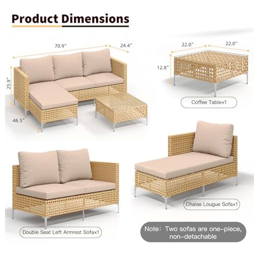 Ophelian 3-Piece L-Shaped Patio Furniture Set