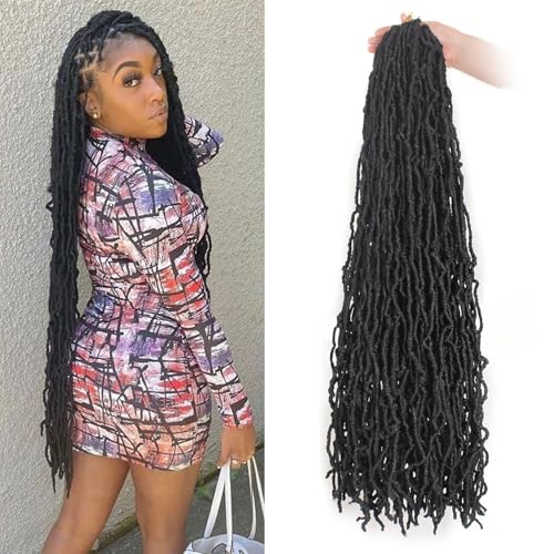 8 Packs Faux Locs Crochet Hair Extensions for Black Women Soft Locs Crochet Braids Hair Extensions (#1B 30Inch (Pack of 8))
