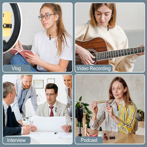 Paporich 2 PCS Lavalier Wireless Microphones, Noise-Cancelling Clip-on Microphone, Plug and Play, USB Port for Live Streaming, YouTube, TikTok