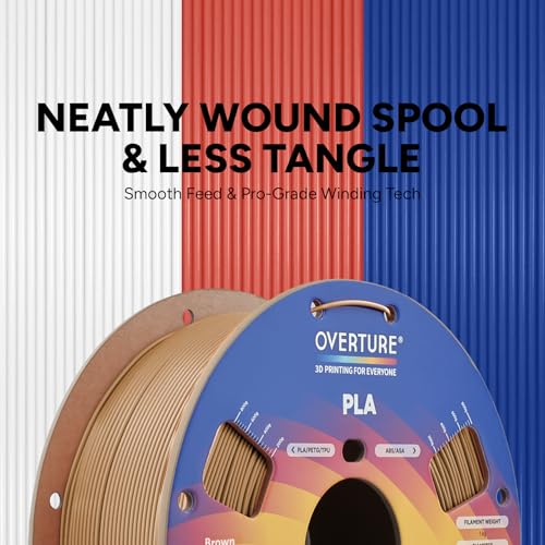 Image of OVERTURE High Speed PLA Filament 1.75mm, Neatly Wound 3D Printer Filament 1kg Spool (2.2lbs) Rapid PLA, Dimensional Accuracy + /- 0.02 mm, Fit Most FDM 3D Printers (Brown)