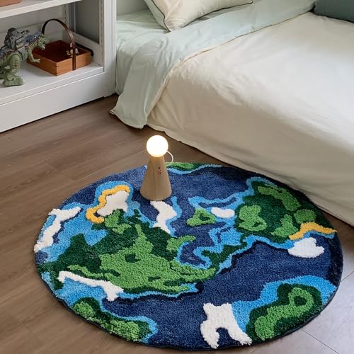 Tapete redondo decorativo con mapa mundi 40 in miniatura 2