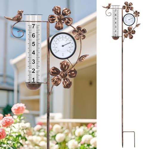 shumi Rain Gauge Outdoor with Thermometer, Decorative Bird Rain Gauge by shumi - Used condition - Image 9