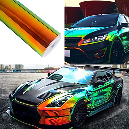 Asendiway Holographic Rainbow Chrome Car Adhesive Vinyl Wrap Roll Gloss Decal Sticker Film Sheet Air Bubble Free Diy Vinyl Decor 1Ft X 4.5Ft #TOP5