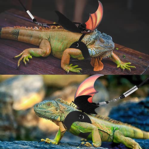 Pawaboo Haustiergeschirr, 3 Leder Bearded Dragon Eidechse Geschirr Hängematte Set Verstellbare Outdoor Harness Leine für Kleine Haustiere Eidechse Reptilien - Farbverlauf Gelb