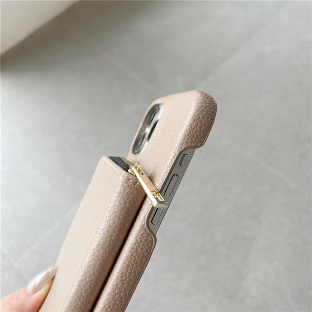 Funda para teléfono con correa para el hombro y billetera con cremallera para iPhone 15 15Pro Max 14 Plus 13 Pro 12 11 Funda trasera con bolsillo para tarjeta con cordón de cuero PU, C, para iPhone 1