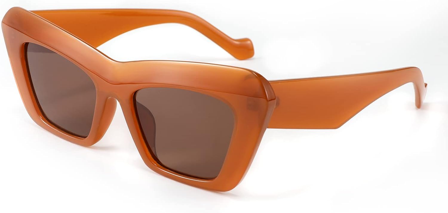 FEISEDY Women Men Retro Vintage Cat Eye Square 90s Sunglasses Jelly Colored Classic 70s Eyewear B2902