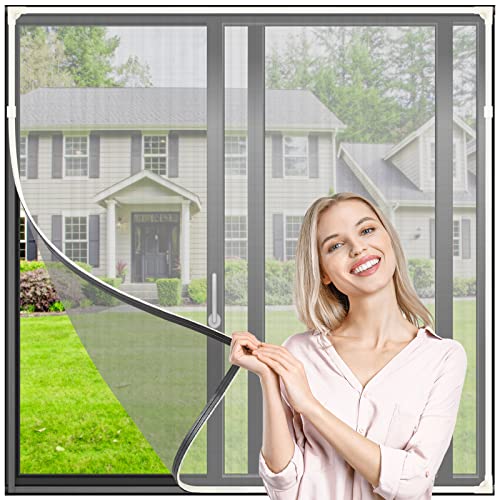 Window Nets to Keep Bugs Out MOEGFY Magnetic Fly Screens for Windows Adjustable DIY Window Screen Insect Screen Mosquito Net Fits Any Size Smaller Than 48X43 Cat Window Guard Easy to Install