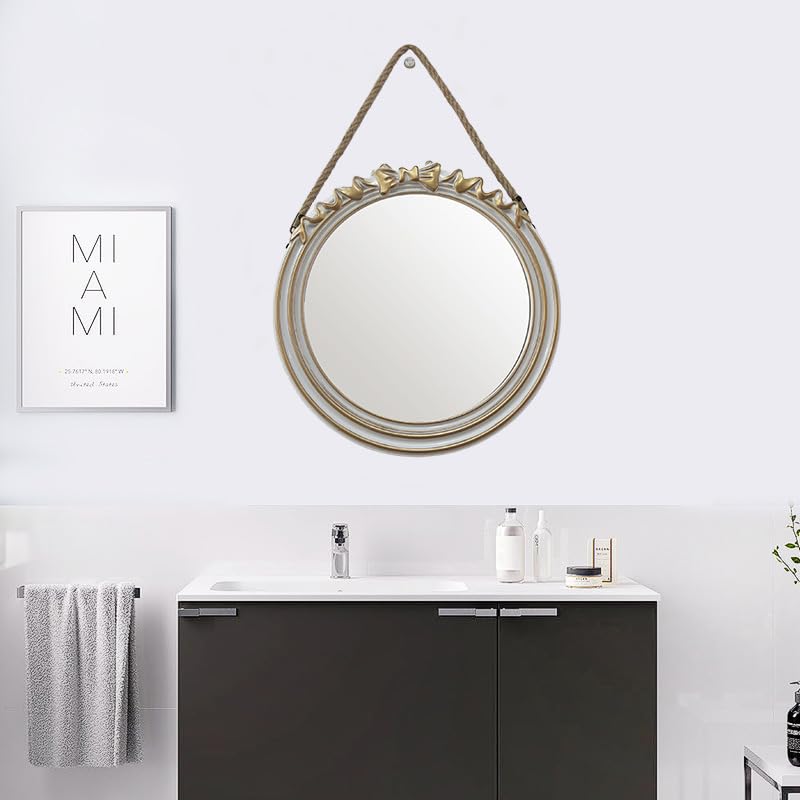 Miroir mural blanc avec chaîne élégante pour coiffeuse de salle de bain