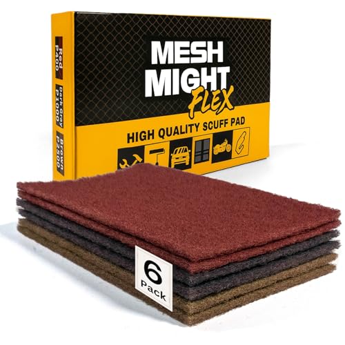MeshMight Flex 6-Pack Scuff Pads 6x9 Non-Woven Abrasive Hand Pads with Silicon Carbide for Sanding Paint Color Blend Surface Prep Automotive Auto Body Woodworking (Assorted)