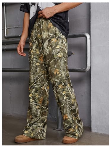 Men's Camo Cargo Pants Y2K Wide Leg Stacked Baggy Camouflage Jogging Pants Streetwear3