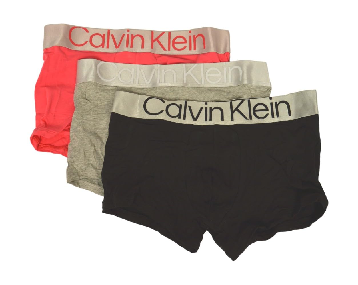 Calvin Klein NB3130O Mens Cotton Stretch Boxer Shorts with Visible Elastic and Logo Pack of 3