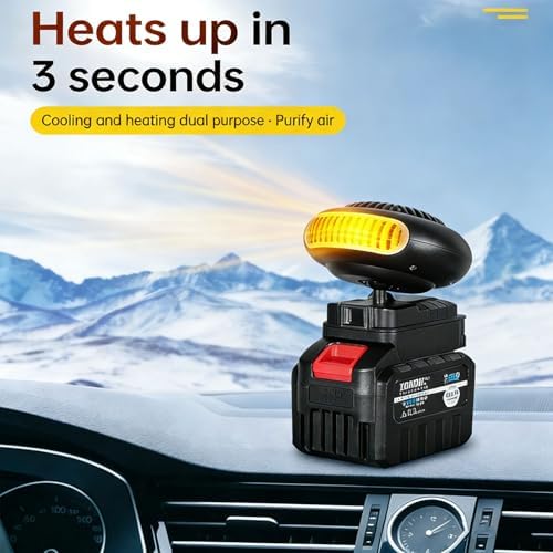 Battery Powered Space Heater, Battery Operated Heaters For Indoors, Dual USB, With 3000mah Rechargeable Batteries, Wireless, Portable, Silent, And Anti-Tilt Design For Cars/Camping (15-cell)