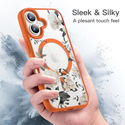 Image of VONZEE Retro Floral Clear Case for iPhone 17 (6.3 inch) | Magnetic Wireless Charging Compatible | Luxury PC+TPU Shockproof Glossy Shiny Back Cover for Girls & Women (Cosmic)