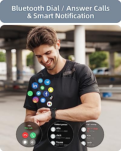 Parsonver Smart Watch Answer/Make Call, Fitness Watch for Men Women, Smartwatch IP68 Waterproof, 100+ Sport Modes, Heart Rate/Sleep Monitor, Fitness Watch for Android and iOS, Black, SPROD1 - Image 4