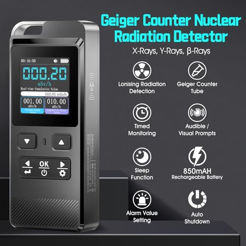 Image of Professional Geiger Counter Nuclear Radiation Detector Handheld Portable Radiation Monitor for Gamma X Beta Rays 0-10000μSv /h with Rechargeable Battery Alarm and Data Logging for Home Industry