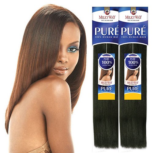 Miniatura 3 de Paquete de 2 OFERTAS de cabello humano Weave MilkyWay Pure Yaki (12 pulgadas, 1B)