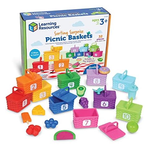 Learning Resources Sorting Surprise Picnic Baskets, Toddler Sorting & Matching Skills Toy, Fine Motor Skills, Preschool Educational Toys, 32 Pieces, Ages 3+ Cover