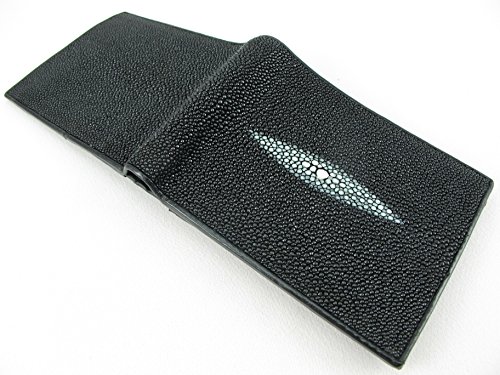Genuine Stingray Skin Leather Bifold Wallet Black4