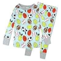 HonestBaby Celebration 2-Piece Pajamas Sleepwear PJs 100% Organic Cotton for Baby, Toddler, Kids, Eggcellent Player