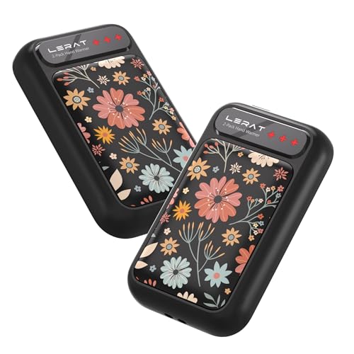 Lerat Hand Warmers Rechargeable Hand Warmers Electric Gifts- Fast Heating Hand Warmer with 3 Heat Settings Portable Hand Warmer Reusable Gifts for Women Great for Camping Hiking Black Tenacious Glow