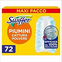 Swiffer Duster Piumini Catturapolvere, 72 Piumini, Cattura e Intrappola Polvere e Sporco, Raggiunge I Punti più Difficili della Casa, Maxi Formato, Scorta per 36 Mesi