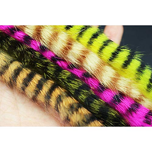 5 Colors Black Strips Color Rabbit Zonker Strips Straight Cut 4MM Width for Salmon Trout Fly Fishing Tying Materials