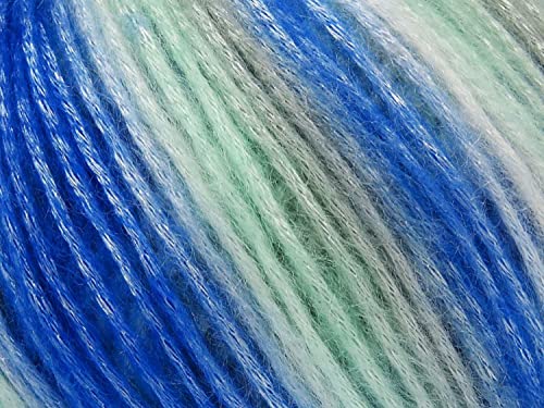 Image of Picasso (3 Pack) Light Shinny Yarn - Knitting & Crochet Yarn for DIY Hand Knitting - 44% Acrylic, 56% Polyester (3x1.76 Oz), (3x125 yds) - Blue, White, Light Grey, Mint Green