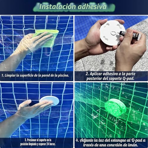 Miniatura 4 de Qoolife Luces Sumergibles Recargables, 3.3 Usb Magnético Rgbw Piscina Luz Led Impermeable Control Remoto Rgb Cambiante Bajo El Agua Luz Para Fiesta Florero De Navidad Tina De 2 Paquete