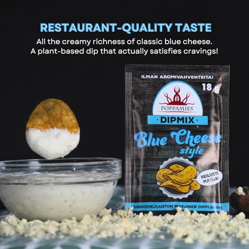 Poppamies Dipmix Blue Cheese Style – Veganes Dippulver mit Blauschimmelkäsegeschmack für Chicken Wings, Gemüse und Snacks – Glutenfrei, Laktosefrei – 18 g