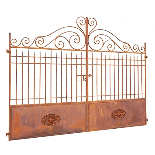 Biscottini portail en fer pour extérieur, 320 x 245 x 8 cm, portail fer forgé avec finition antique, portail jardin extérieur, pièce unique