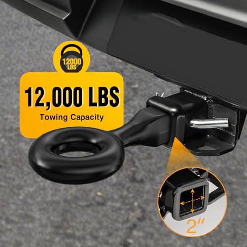 Image of Nilight Heavy Duty Forged Receiver Mount Tow Eye,12,000 lb Towing Capacity,2 inch Receivers,Black Powdercoat,Trailers and Towing Accessories