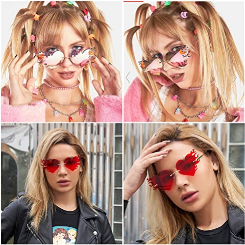 Hot Fire Flame Sunglasses Rimless Devil Shape Glasses Party Prom Halloween Costume Accessories for Women and Men2