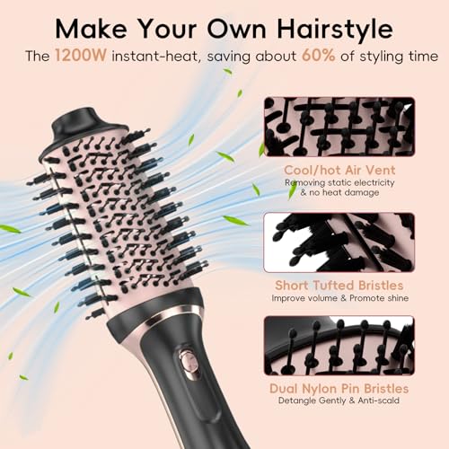 Image of Natrial Hair Dryer Blow Dryer Brush Thermal Round Hot Air Brush Set
