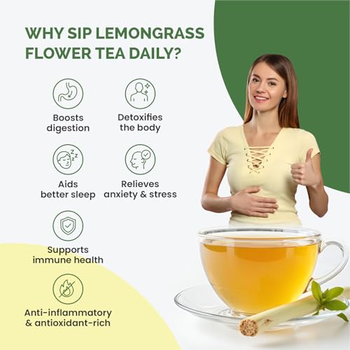 Image of Nutty Organics Lemongrass Tea | 100% Natural Herbal Tea for Detox & Digestion | Caffeine-Free | 100g (50 Cups)