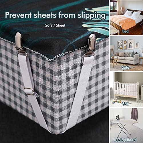 iYinJuan 4 Stück Verstellbare Bettlakenspanner, 60-240cm, Elastische Lakenspanner, Bettlakenhalter Bettlaken Greifer Hosenträger für Matratzen Spannbetttücher Flachbetttücher - Image 4
