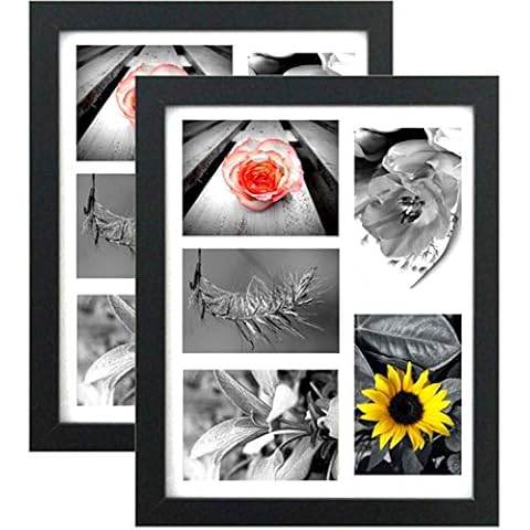 Tasse Verre 11x14 Collage Picture Frame - High Definition Glass Front Covered - Mat Holds Five 4x6 Photos (11x14 Black - Fits Five 4x6 Photos 2-Pack) Cover
