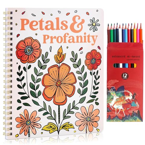XFSRG Libro da Colorare con 8 Matite Acquerello e Bellissimi Disegni di Fiori e Farfalle per Rilassarsi e Ridurre lo Stress Regalo Perfetto per Donne e Anime Creative (Fiore)