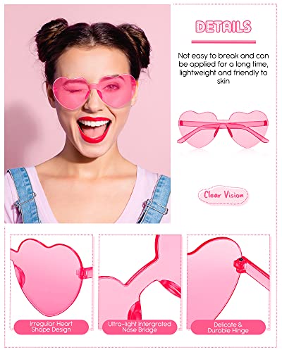 TOODOO 14 Pairs Heart Shaped Sunglasses for Women Rimless Heart Sunglasses Bulk for Party Favors3