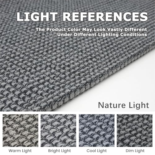 KOZYFLY Runners for Hallways 2x7 ft Washable Kitchen Runner Non Slip Rubber Backed Hall Runners Cotton Entryway Runner Rugs Floor Carpet for Indoor Backdoor Bedroom Kitchen, Grey/Dark Grey