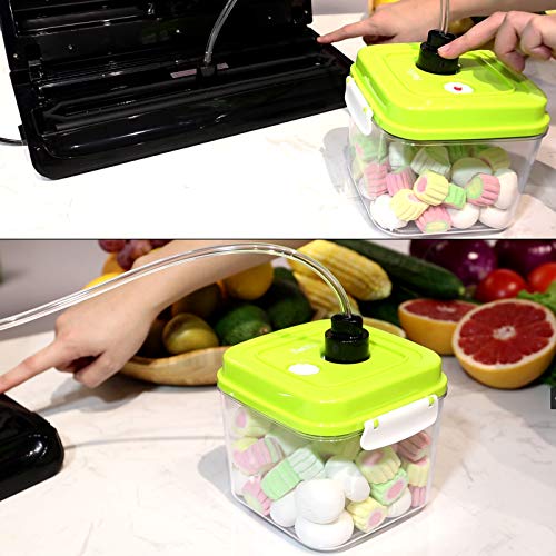 Belifu Vacuum Sealed Fresh Container Set with Vacuum Sealed Airtight Lid, Food Storage Reusable Accessory Starter Kit, Crack/Shatter/Odor/Stain Resistant, BPA Free, 2-Piece Bundle, Square