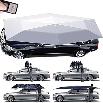 Fully Automatic Car Tent Cover - Outdoor Portable Carport, Movable Sunshade Canopy, Anti-Theft Protection, Car Umbrella for Camping, 4.2x2m Blue