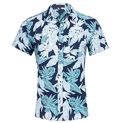 LBL Homme Chemise Hawaienne Manches Courtes Ete Coton Beach Funky Casual Plage A08 M Cover