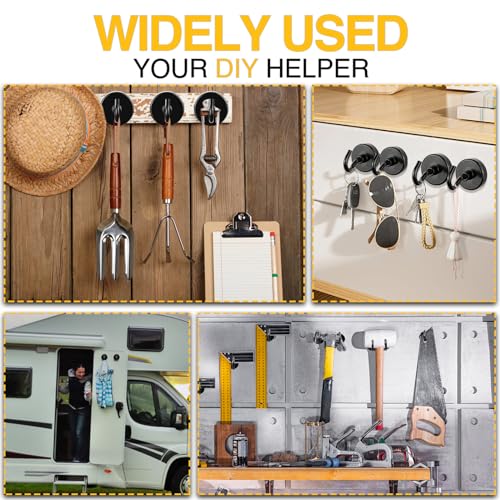 Image of DIYMAG Magnetic Hooks,170lbs Heavy Duty Magnets with Hook Black 6 Pack