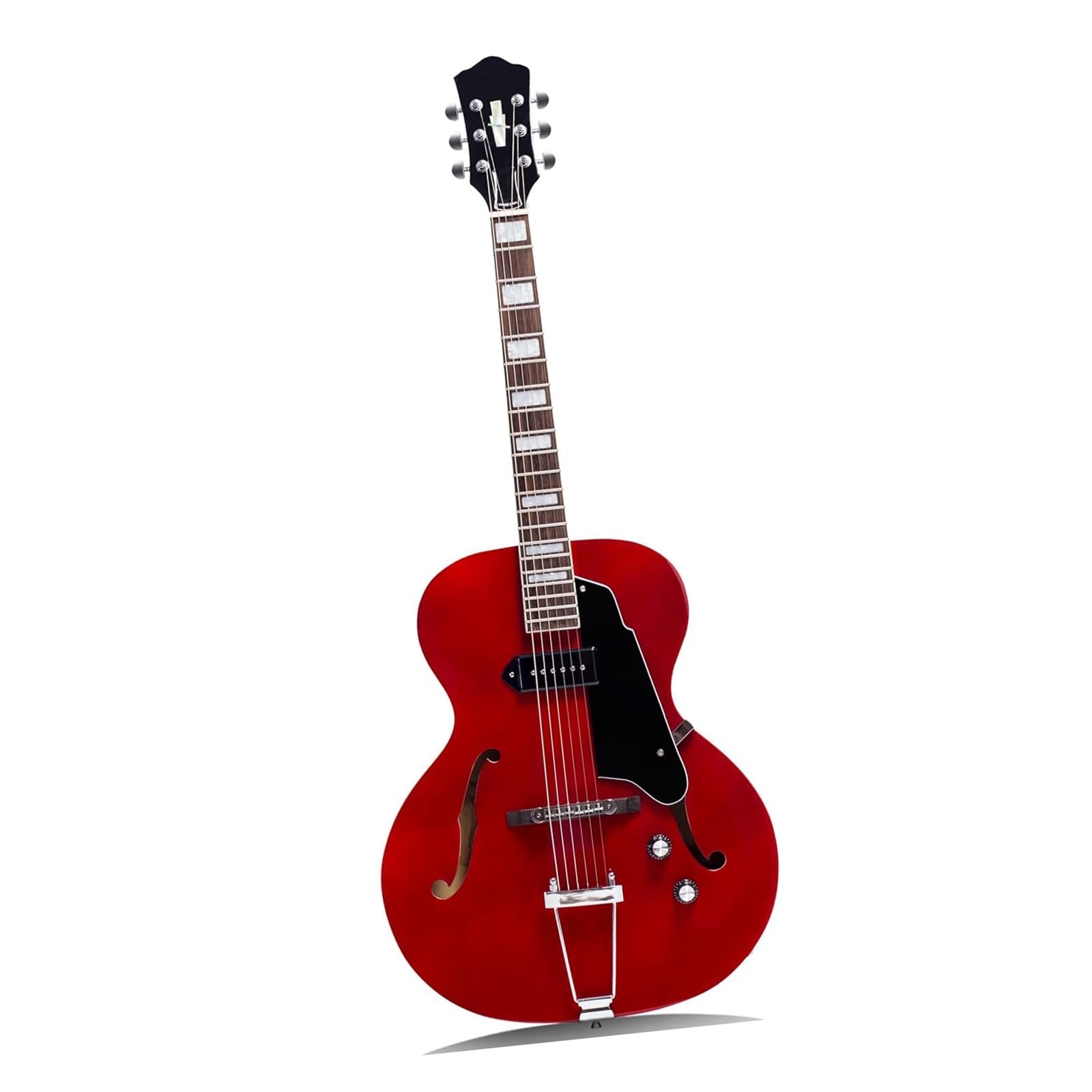 Profesjonalna Gitara Elektryczna Jazzowa Z Wydrążonym Korpusem I Chromowanym Osprzętem(Red)