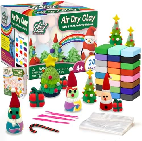 Chico Land 24 Colors Air Dry Clay, Gift for Boys & Girls Age 4+ Year Old, DIY Model Modeling Clay kit for Kids, with Sculpting Tools, Storage Bags, Kids Art Crafts
