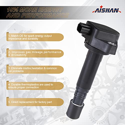 AISHAN Set of 6 Ignition Coil Pack Compatible with 2009-2015 Honda Pilot Ridgeline 2010-2015 Acura RDX MDX ZDX | Replace# UF624 30520RN0A01 - Thumbnail 3