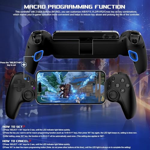 Image of Tobo Phone Controller for Phone /iPad /Andr-id /Tablet(130-280mm), Wireless Game Joystick for Xbox Cloud /PS Remote Play with 2 Back Buttons /Hall-Rocker /Hall-Trigger, Support Switch /PS4-Direct Play TD-1281GA