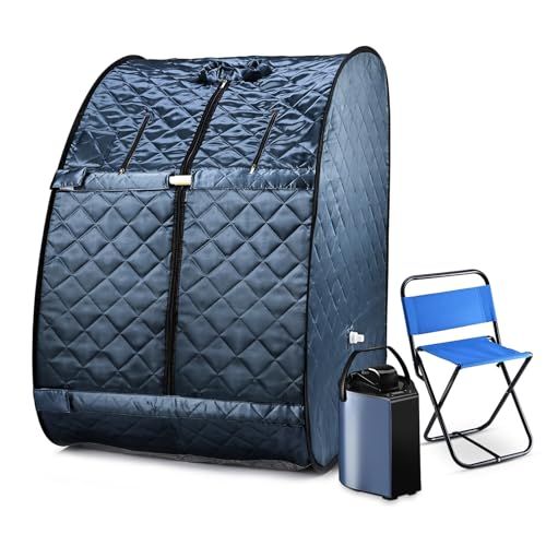 ABJGHYUT Sauna à Vapeur Portable pour la Maison, Sauna Portable pour Tout Le Corps 3L 800W, Tente de Sauna avec cuiseur Vapeur, Chaise, télécommande Incluse,Noir