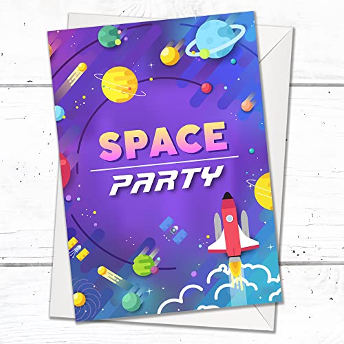 Olivia Samuel 20 x Space Party Invites from A6 Double Sided Cards with Envelopes, Multi, 105 x 148mm - Image 3