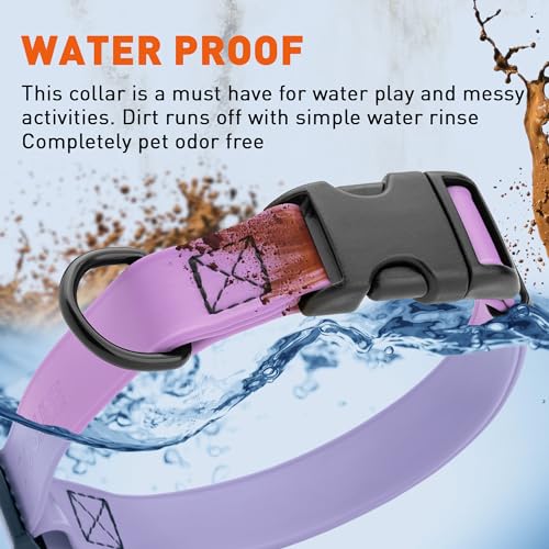 Image of Dogline Biothane Waterproof Dog Collar with Quick Release Buckle Strong Coated Nylon Webbing with Odor- Proof for Easy Care Easy to Clean Fits Small Medium Large Dogs, Amethyst Purple 5 /8 inch W 9-14 inch L